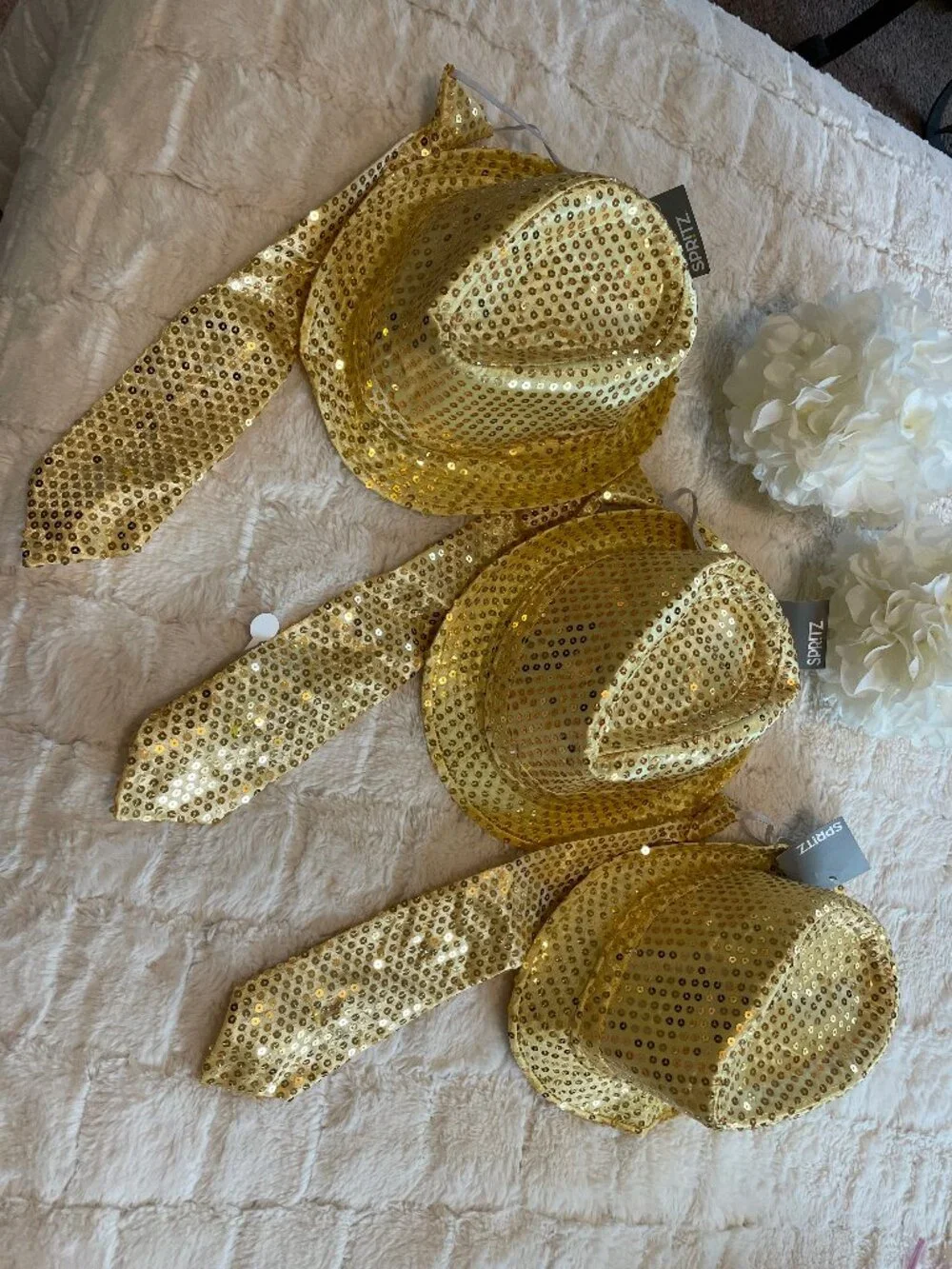 Bundle of 3 Sets of Light up Fedora Hat and Tie NWT